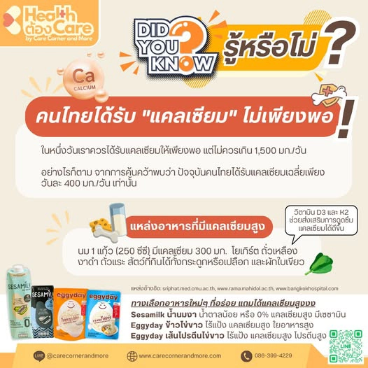 คนไทยได้รับแคลเซียมไม่พอ